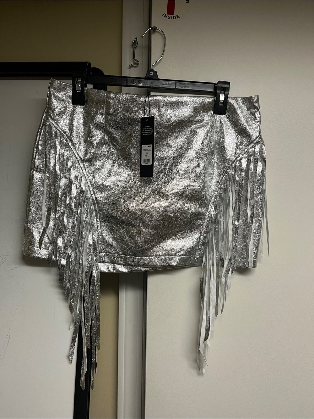Fashion Nova Silver Fringe Mini Skirt